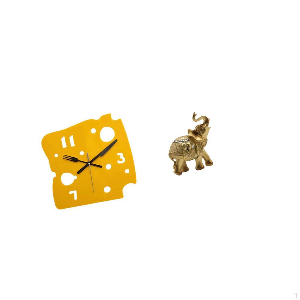 Nordic Minimalist Cheese Clock Elephant Statue Desktop Ornament Quiet Acrylic Wall Resin Art