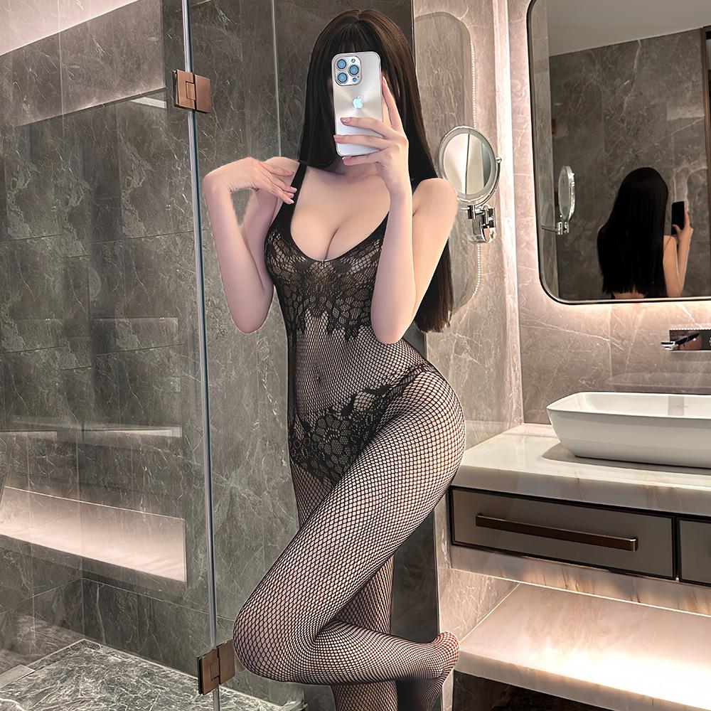 Sex Underwear Tight Large Size One-piece Net Clothes Women's Open Crotch Free Temptation Open Net Socks Wholesale