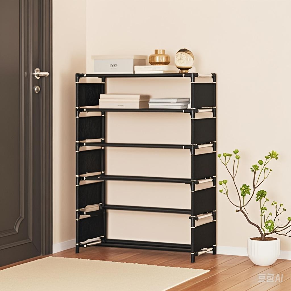 

[Черная обувница] Штабелируемая черная обувница | Многоярусная отдельно стоящая полка для хранения обуви, Подходит для прихожей, гардеробной, спальни, коридора, балкона 6 Layers чёрный