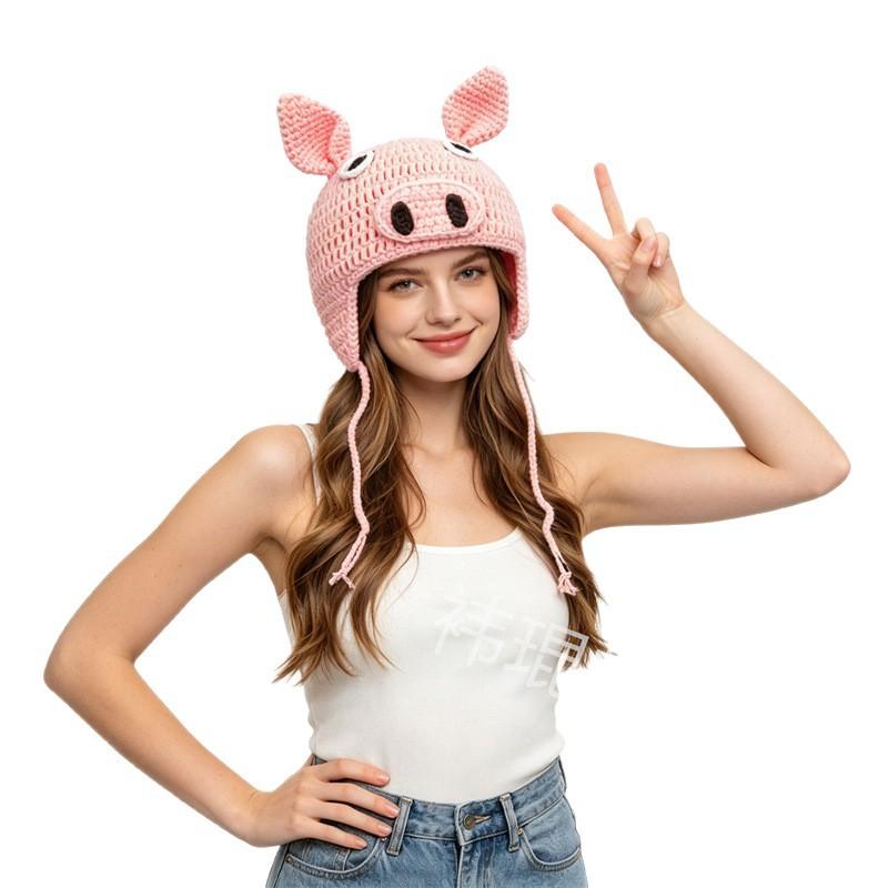 Autumn and Winter New Funny Cartoon Cute Wool Hat Warm Knitted Pullover Hat Handmade Crochet Hat