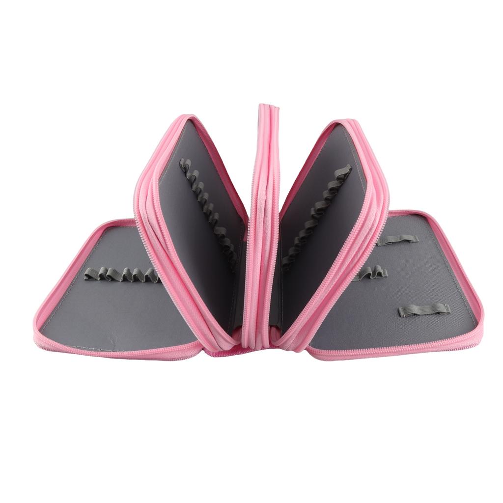 72 Count Slot Colored Pencil Carry Case Bag Large Capacity Oxford Multilayer Pencil Organizer Pink