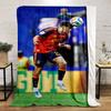 Soccer Player Heading Ball Action Scene Patterned Flannel Blanket Perfect for the Bedroom Living Room, Sofa, or a Little Nap