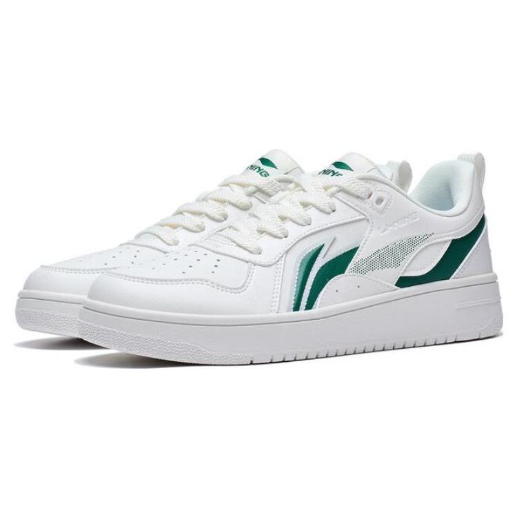 Li Ning Shiyi Slip Resistant Abrasion Resistant Low top Skateboard Shoes Men's White Green AGCT341-1