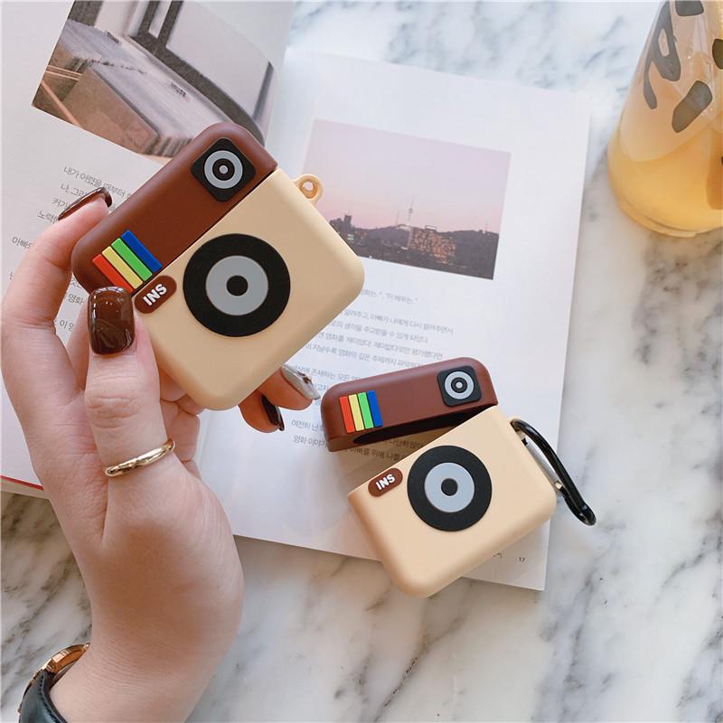 New Ins Creative Cute Camera AirPods Protective Case Universal Silicone Apple Bluetooth Headset Cover for Women