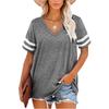 Sommer Neues Damen locker V-Ausschnitt gestreiftes Kurzarm-T-Shirt, lässiges Oberteil für Damen, grenzüberschreitende Kleidung