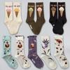 Japanese Style Pink House Socks Women Mid-Calf Ruffled Bow Cute Fresh Stacked