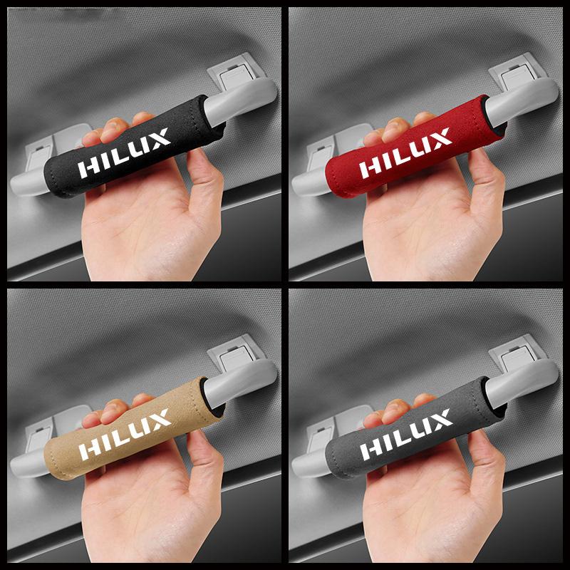 Suede Leather Car Roof Armrest Pull Protection Cover Gloves Door Handle Accessories For Toyota Hilux Surf Vigo Revo 2017 2018