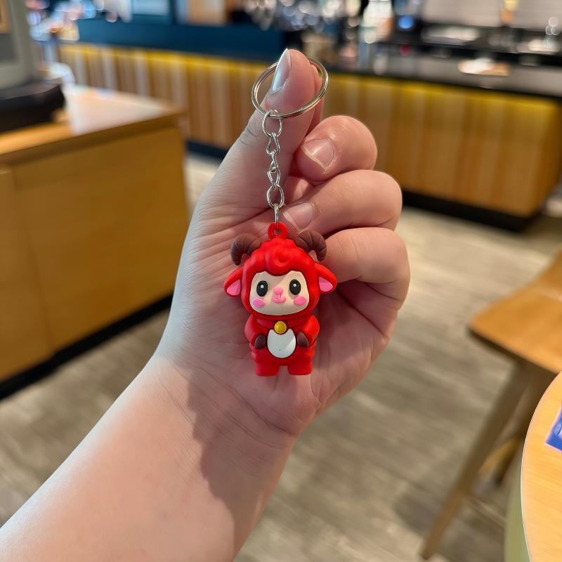 Cute Cartoon Sheep PVC Keychain Smooth Edge Multi Colors Bag Pendant Safe Souvenir Gift for Toddlers Backpack Decor