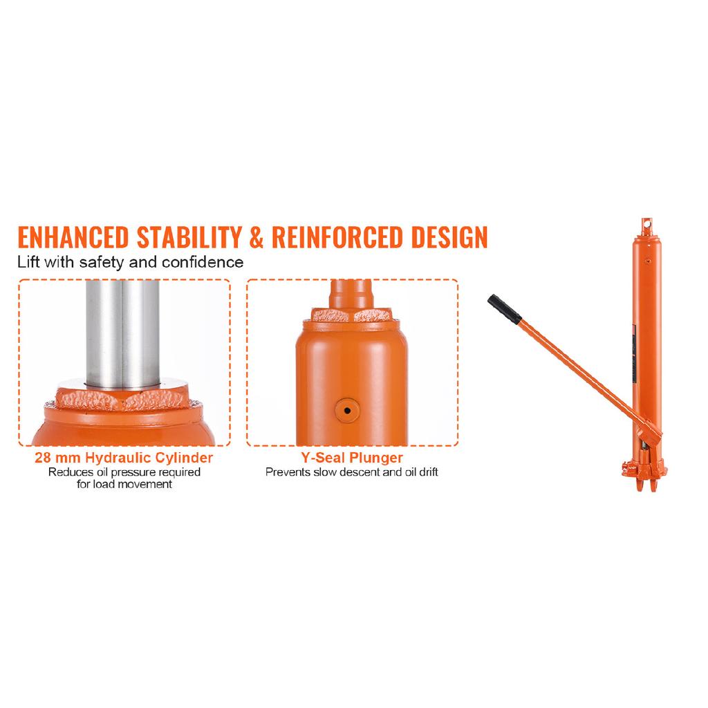 SucceBuy 3/8 Ton Hydraulic Long Ram Jack Engine Hoist Cylinder with Single Piston Pump, for Engine Lift Hoists, Hydraulic Garage