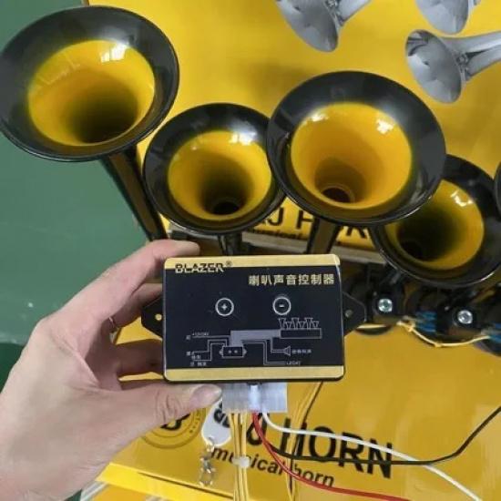 Loud 36 Sound Musical Horn 12V 24V Six Tube Electronic Control Air Horn Universal Automotive Truck Accessory