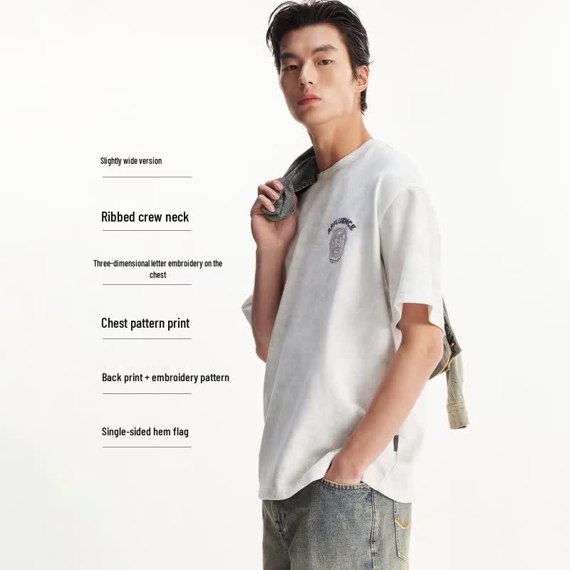Jack & Jones Men's Letter Embroidered Round Neck Short Sleeve T-Shirt