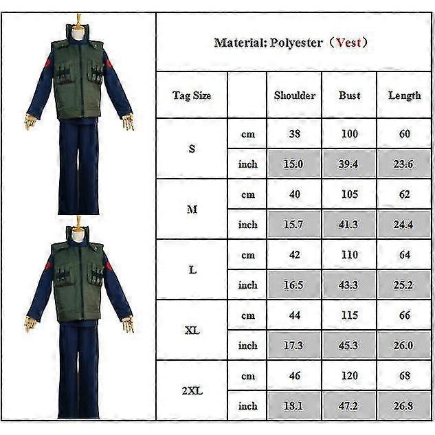 Naruto Anime Hatake Kakashi Cosplay Kostuum Halloween Heren Vest Jas Top met Lange Mouwen Broek Set Feest Verkleedkleding -NMAOV