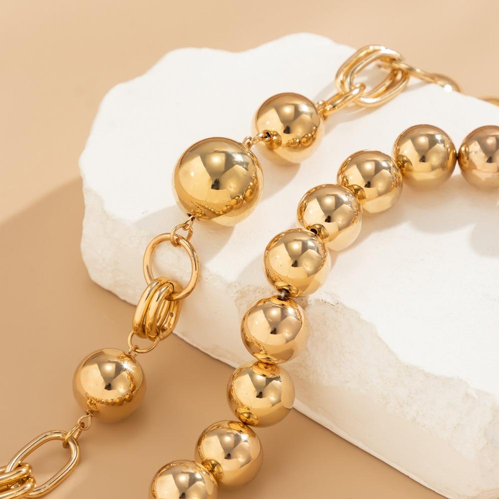 Exaggerated Multi-layer Beaded Necklaces Bead Chain Chunky Clavicle Choker  for Woman Girls