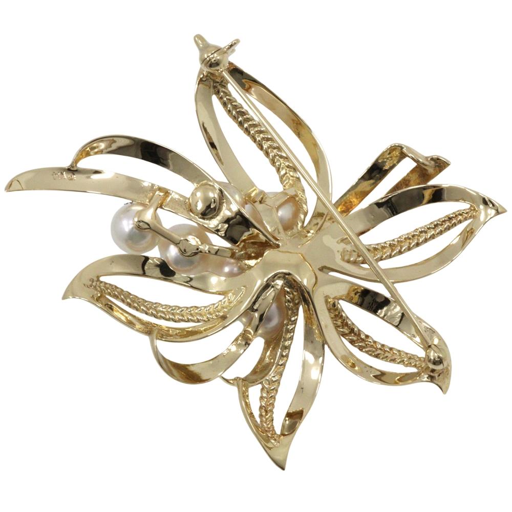 MIKIMOTO Pearl Brooch K14 Yellow Gold/Pearl 16.6g Women Used