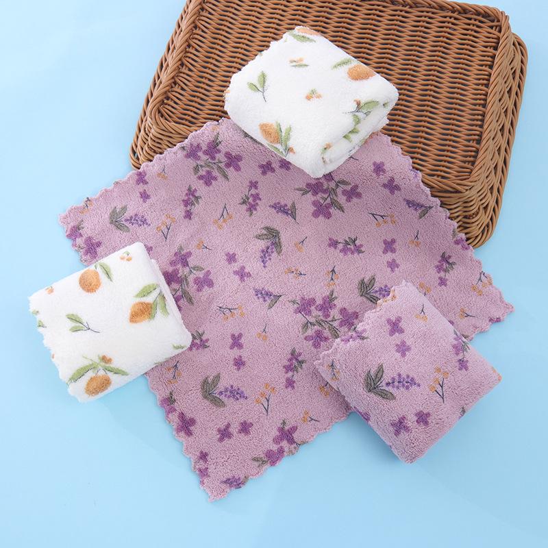 4Pcs Kitchen Cleaning Cloths Soft Absorbent Dishcloth Coral Fleece Sunflower Wiping Towel Rags Household Cleaning Cloth 30X30Cm