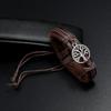 Braided Wrap Leather Bracelets for Men Vintage Life Tree of Rudder Charm Wood Beads Ethnic Tribal Wristbands