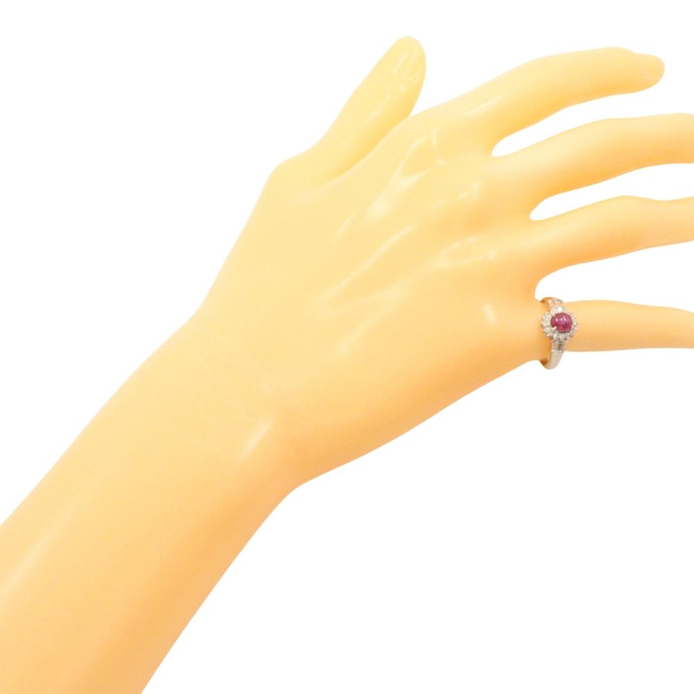 Inele Pt900Platină/Rubin stelar/diamant #5.4(Marime US) 4,2g Femei Folosit