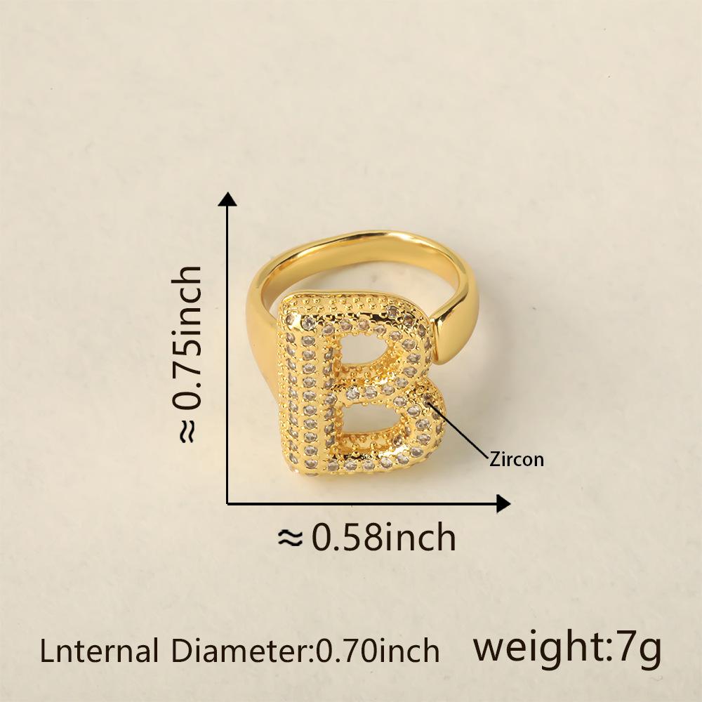 26 Letter Open-Ended Zircon Ring INS Minimalist Series Gift For Friends