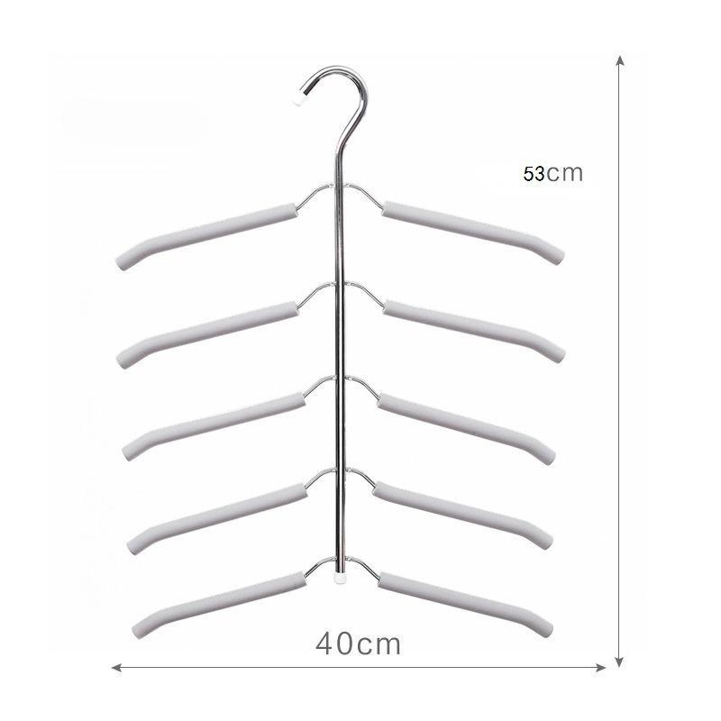 Space Saving 5 Tier Non Slip Hanger, Stackable Multi Layer Clothes Rack For T Shirts And Shirts, Heavy Duty Plastic Coated Wire Organizer