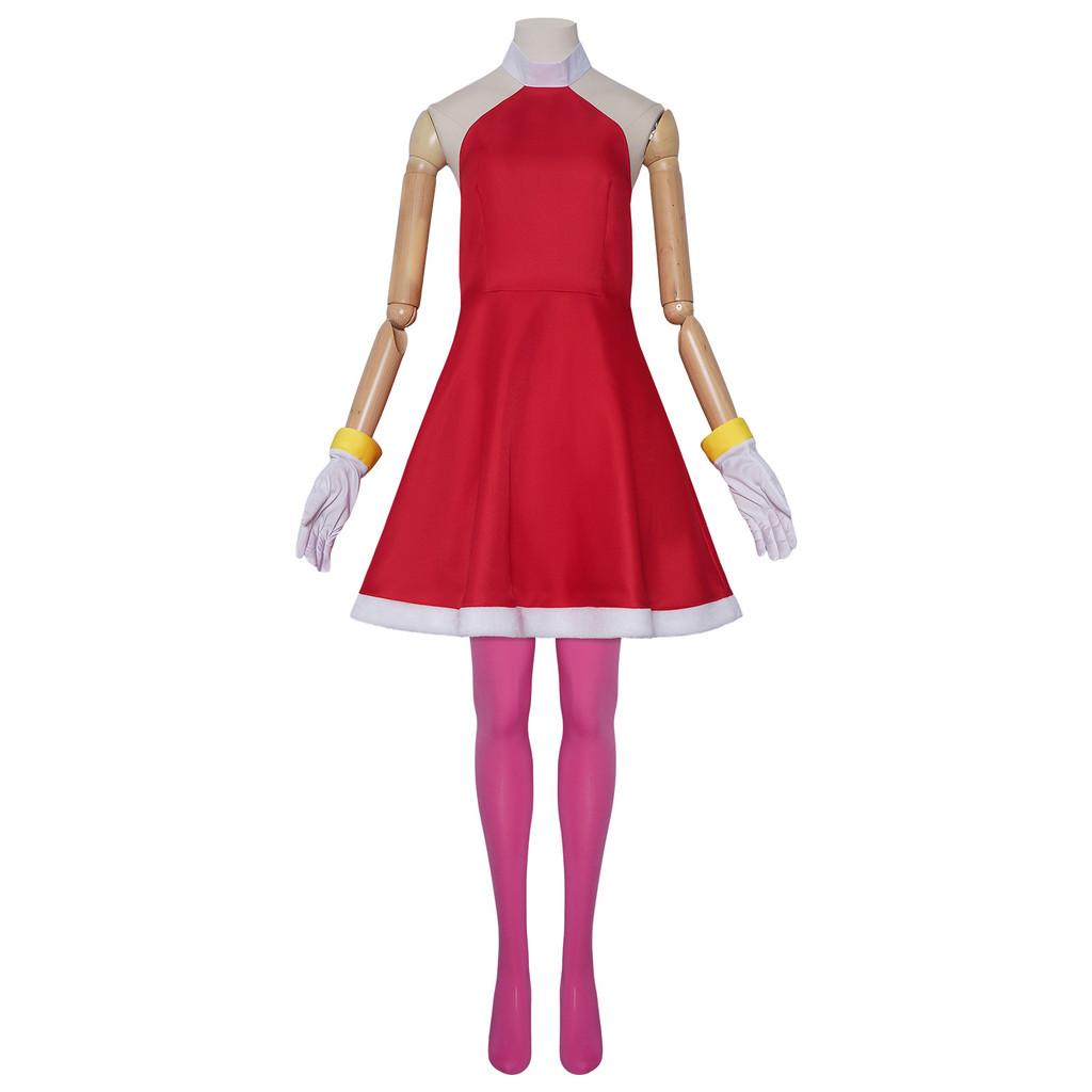 Cosplay Amy Rose Anime Stage Performance Costume Halloween Womens Dress