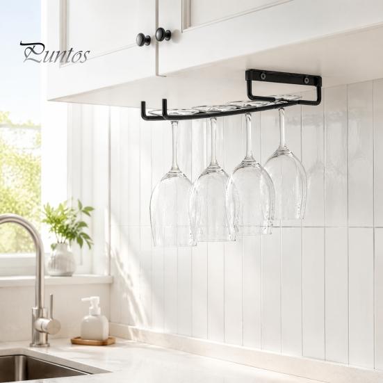 Wall Mounted Cup Storage Wine Glass Holder, Hanging Stemware Racks, Holder Modern Glassware Display Hangers Under Cabinet, Wire Racks for Bar Kitchen