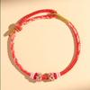 Handmade Peach Blossom & Lily of the Valley Knot Zodiac Bracelet – Red Rope for Men & Women, Bead-String DIY Semi-Finished.