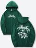 Black Hoodie Men's Skull & Branch Graphic Print Streetwear Gothic Style Autumn/Winter Thicken Fleece Lined Sweatshirt S-3XL