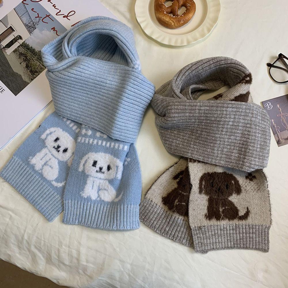 Jacquard Cartoon Katze Strickschal Süß Cool Winterwolle Schal Welpe Radfahren Halstuch Mädchen