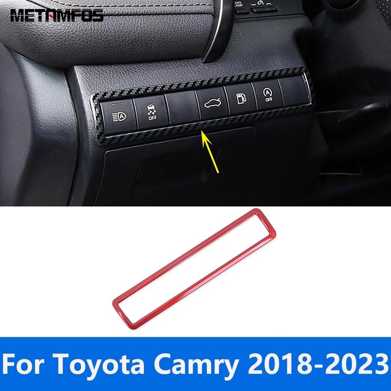 For Toyota Camry 2018-   Carbon Fiber Head Light Lamp Adjustment Switch Cover Trim Interior Accessories Car Styling
