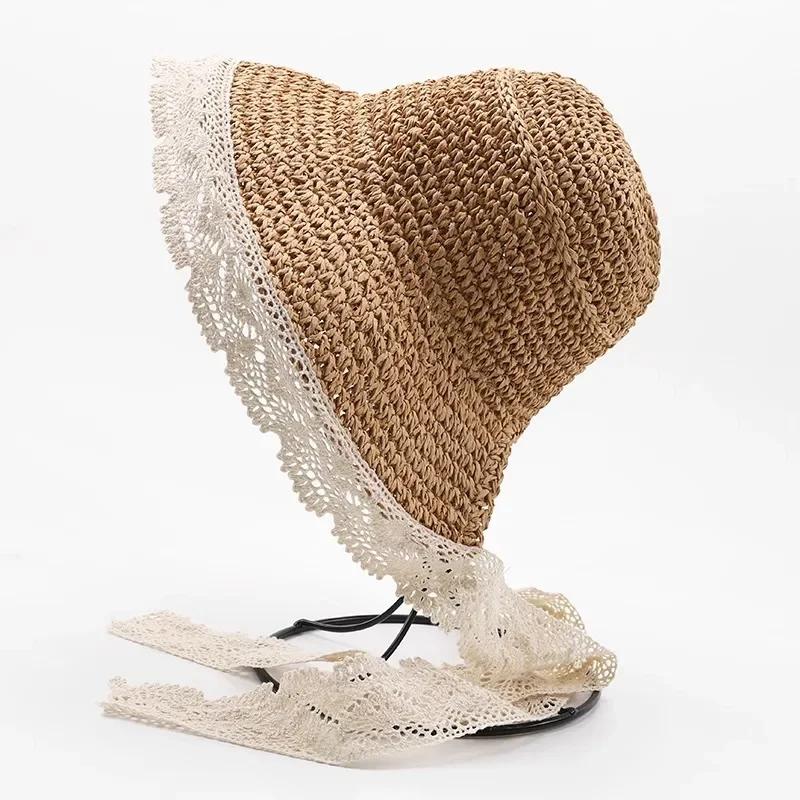 

Летняя детская шляпа от солнца Кружевная соломенная Детские шляпы-ведра для девочек Аксессуары Пляж Путешествия Детская кепка Принцесса Детская шляпа для девочки 2-5 лет коричневый
