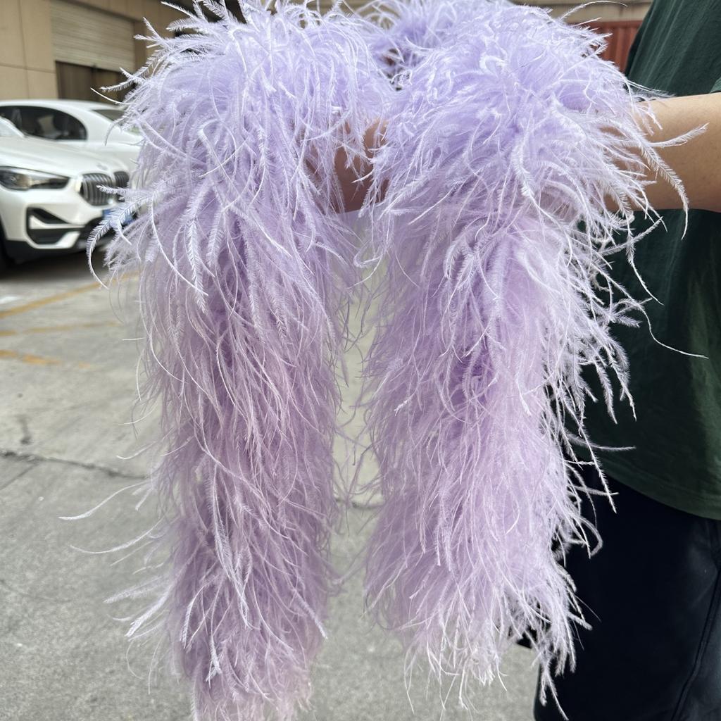 2M Red Ostrich Feathers Boa 1-10Ply Thick Natural Feather Shawl for Wedding Clothing Decoration Sewing Plumes Crafts Accessory