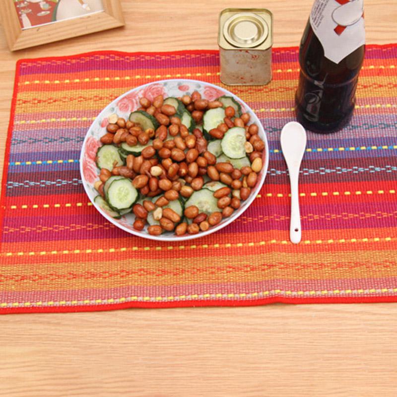 1PC Rectangle Colorful Stripes High temperature resistance Kitchen Decoration Cotton Placemat Fabric