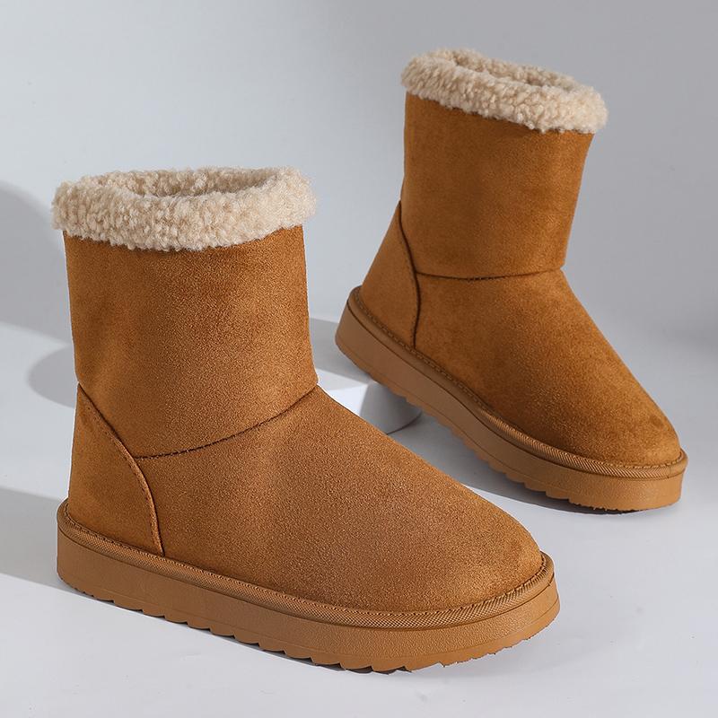 

Fashion 2025 Winter Faux Suede Snow Boots Women Comfortable Warm Fleece Platform Ankle Boots Woman Plus Size Non Slip Cotton Shoes Mujer 43 верблюд