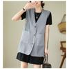 Women Plus Size Linen Blend Sleeveless Vest Open Front V Neck Top
