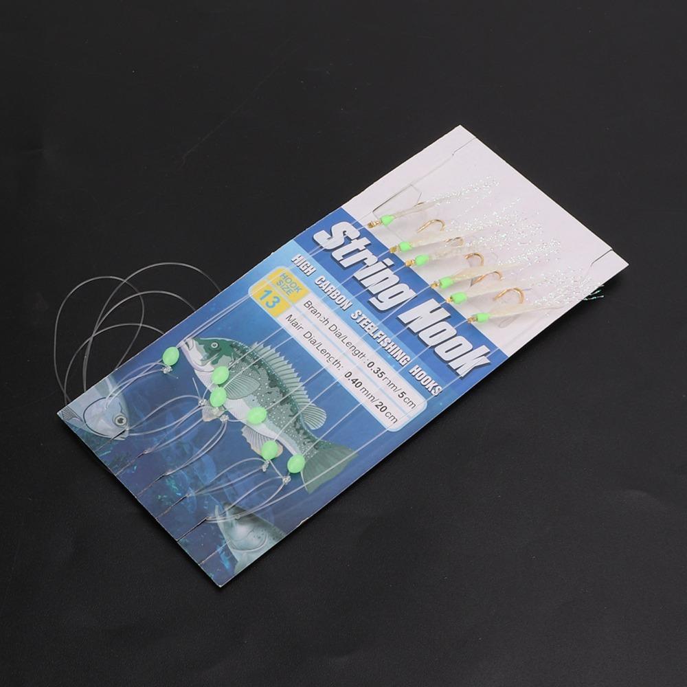 5 Sets with 6 Hooks Fishing Bait Rigs Soft Fish Skin Fishing Lure Rigs Freshwater Fishing
