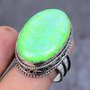 Naturalny Zielony Opal Potrójny Kamień Szlachetny Srebro Próby 925 Biżuteria Pierścionek Rozmiar 9 s4P91