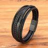 Luxury Fashion Hand-Woven Leather Bracelet Multilayer Men's Bangles Stainless Steel Magnetic Buckle Party Jewelry Gift