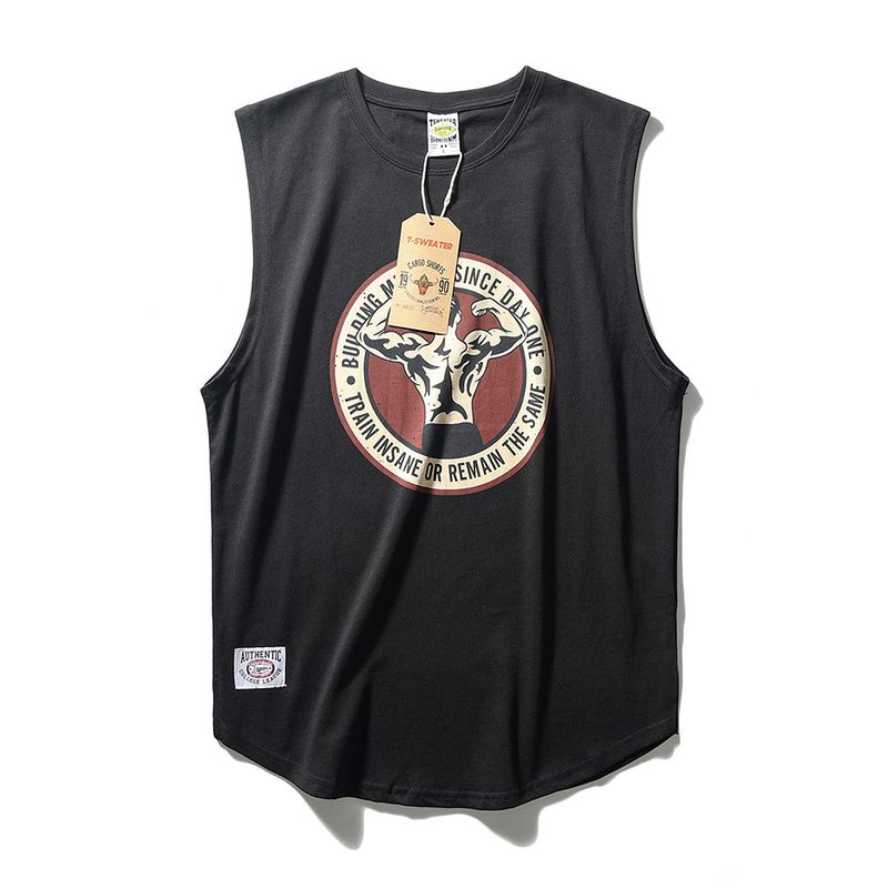 Fitness Vest Men's Summer Loose Training American Sports Wait Lifting Cotton Vest Men Hurdle Sleeveless T-shirt