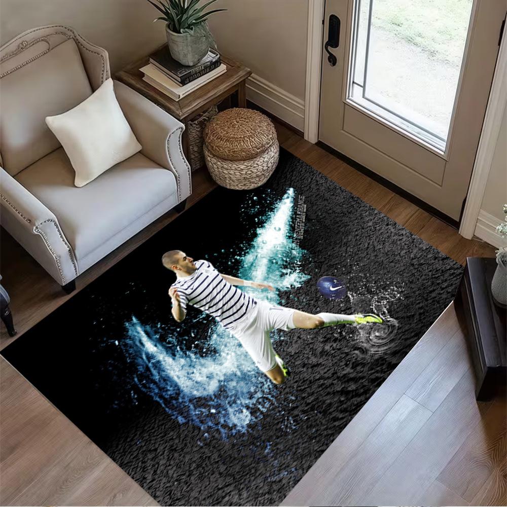 Soccer Player Through Wall Area Rug Suitable for Outdoor Entryway Game Room Playrooms Antislip Carpet Office home decor Wedding Party Gift