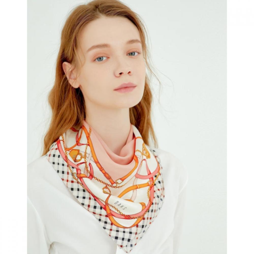 Daks Pink Chain Pattern Square Silk Scarf Dcsc6f142p2 Single option
