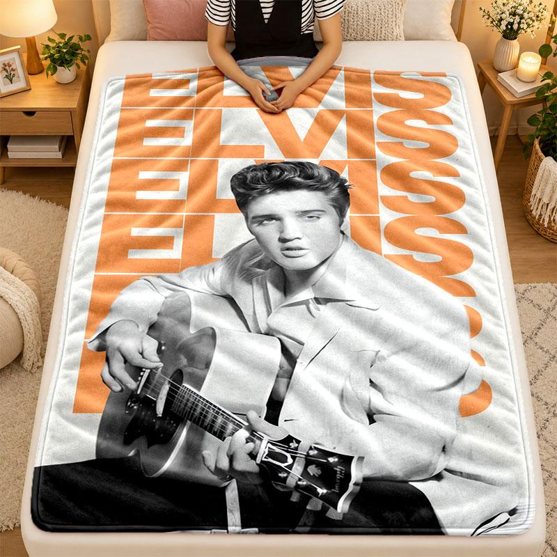 Flannel BlanketElvis Presley Warm Soft Throw Blanket for Indoor Sofa Bed Living Room Use