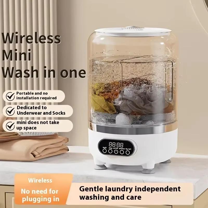 Mini turbo washing machine fully automatic small USB charging portable sock and underwear specific washing dehydrate machine белый