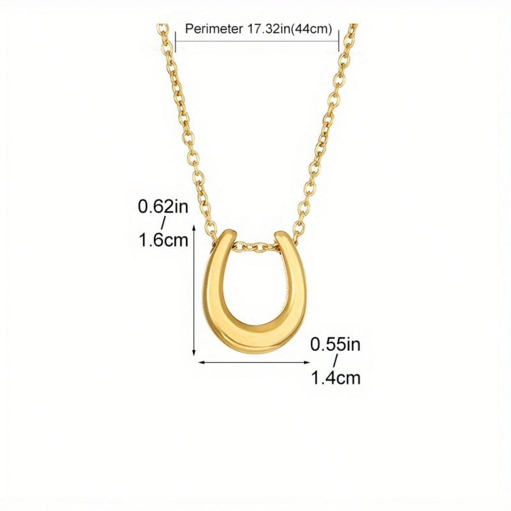 1pc Women's Horseshoe Shaped U-shaped Necklace with Simple Letter Collarbone Chain