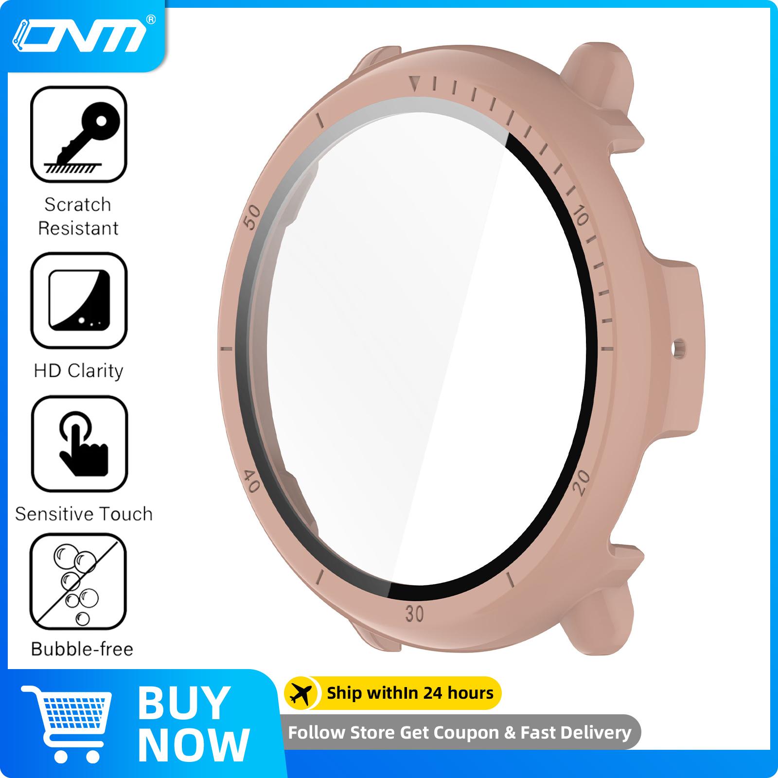 

Стекло+Чехол для Amazfit Active 2 Защитное стекло и Жесткий ПК Защитный бампер для Amazfit Active2 Аксессуары for Amazfit Active 2 розовый