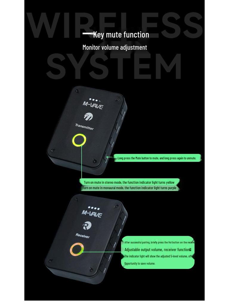 M-VAVE WP-9 Wireless In-Ear Monitor Earphones with Lavalier Mic for Live Streaming