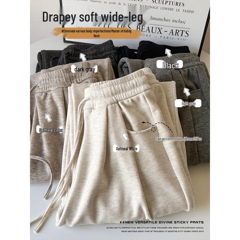 

Women s Wide-Leg Knit Pants - Spring/Summer 2025 - White, Casual, Versatile, Lazy Style 2XL (126-145 lbs)