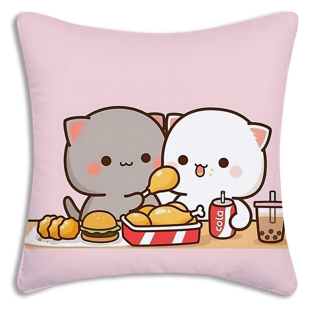 Cute PeachS And G-GomaS Pillow Covers Cartoon Sofa Decorative Home Double-sided Printing Short Plush Cute Cushion Cover