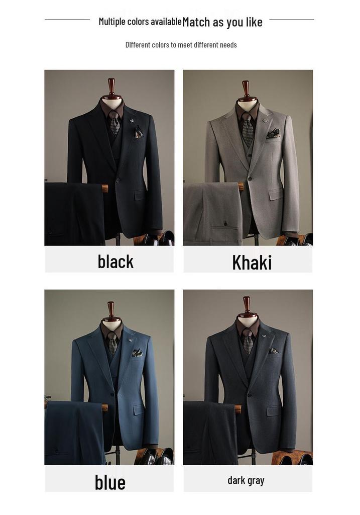 Plus Size Men's Striped Business Casual Wedding & Formal Suit Set