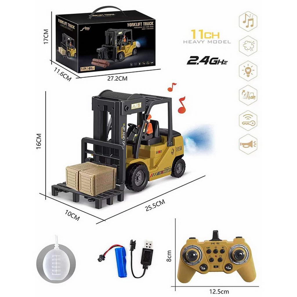 Non-Toxic Remote Control Forklift Truck Rc Car Electric Crane Spray Acousto-Optic Engineering Vehicles Toys For Children Child Birthday Gifts