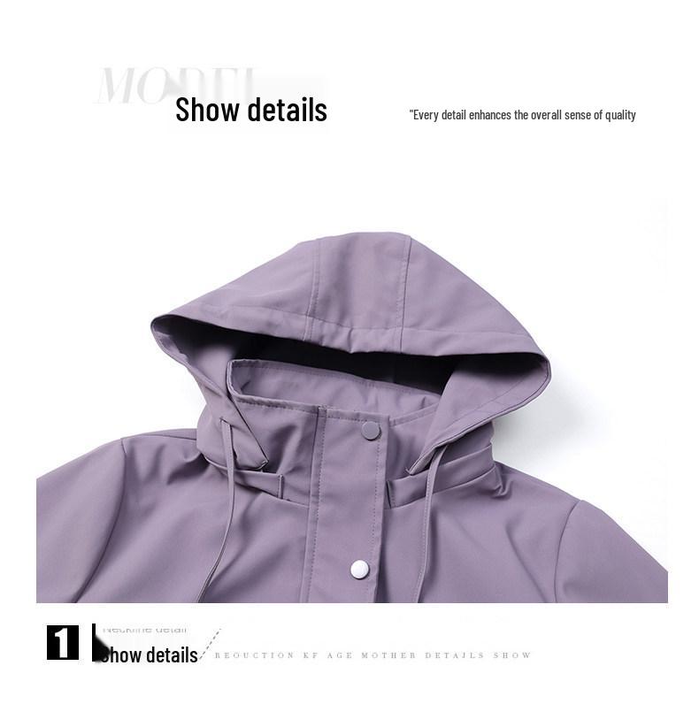 2026 Stylish Mid-Length Windbreaker Jacket for Middle-Aged and Elderly Mothers, Plus Size, Slimming, Spring/Autumn Wear